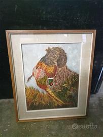 vecchio quadro   con cane da caccia