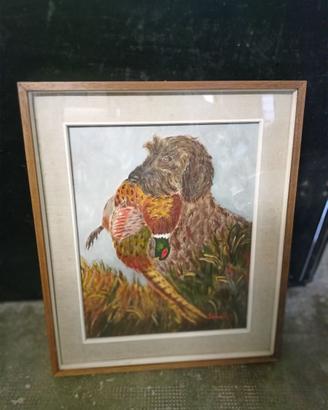 vecchio quadro   con cane da caccia