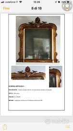 Cimasa '800 legno dorato con specchiera