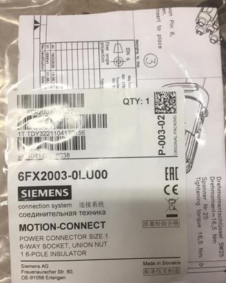 Connettore di potenza Siemens gr. 1 tipo: 6FX2003-
