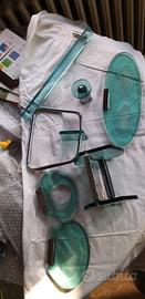 set bagno in vetro verde 2
