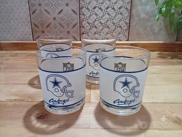 set di 4 bicchieri vintage NFL per mobili anni 80
