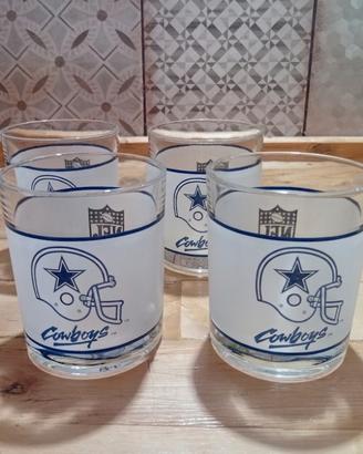 set di 4 bicchieri vintage NFL per mobili anni 80