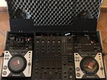 coppia CDJ400+mixer Behringer DJX750+case pioneer