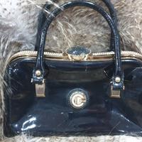 borsetta vintage effetto lucido chiusura a clip