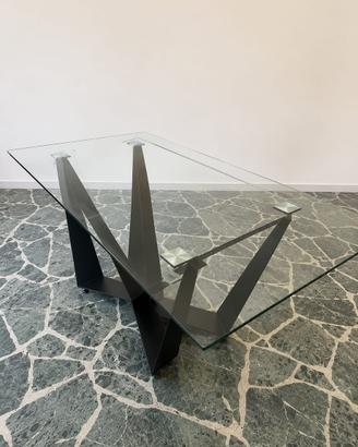 Tavolo da pranzo 200x100 vetro e metallo nero