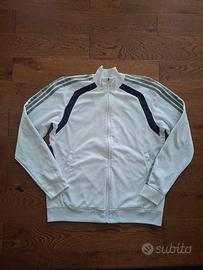 Felpa sportiva Adidas bianca con zip e strisce