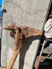 Statua in legno muso di giraffa