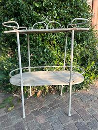 Etager in lamiera zincata con due ripiani Shabby