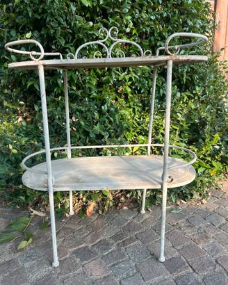 Etager in lamiera zincata con due ripiani Shabby