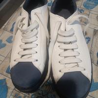 Sneakers in Pelle Bianca e Blu – Scarpa Casual Ele