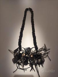 Collana in Gomma e Tessuto Nero