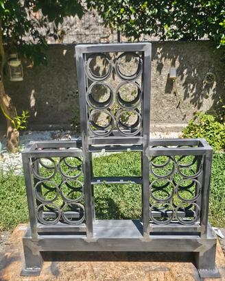 Portabottiglie in ferro, stile industriale- pezzo 