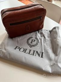 Borsa da bagno in vera pelle Pollini