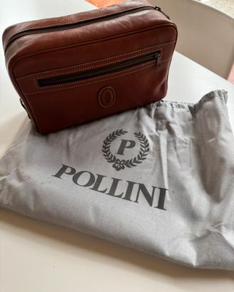 Borsa da bagno in vera pelle Pollini