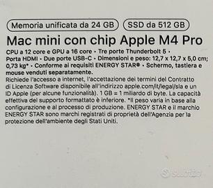 MAC MINI M4 PRO 24 GB SSD 512GB