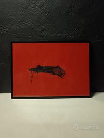 Scanavino: Litografia originale fondo rosso 30/45