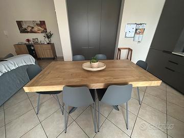 Tavolo in legno massello rovere 180x90 cm