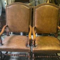 Poltrone da studio in legno e cuoio