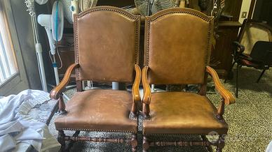 Poltrone da studio in legno e cuoio