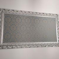 Quadro tessuto con cornice argentata stile barocco