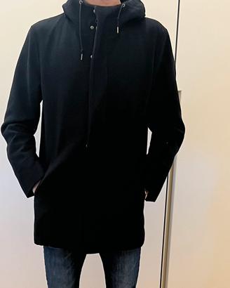 Cappotto nero con cappuccio TOPMAN