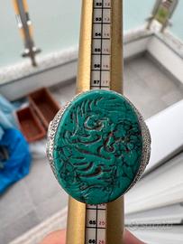 Anello afghano in argento con turchese