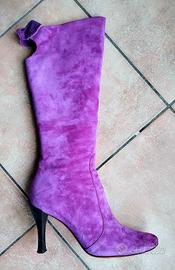 Stivali vintage scamosciati fuxia