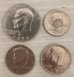 Lotto Monete USA Kennedy e Eisenhower.