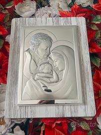 Quadro Sacra Famiglia argento Miro Silver
