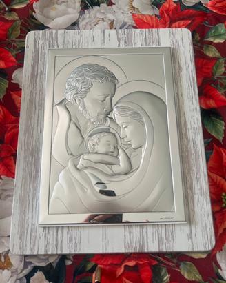 Quadro Sacra Famiglia argento Miro Silver
