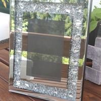 Cornice Portafoto in perle glitter argentata