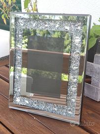 Cornice Portafoto in perle glitter argentata