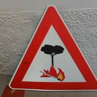 CARTELLO PERICOLO DI INCENDIO VINTAGE ORIGINALE 93