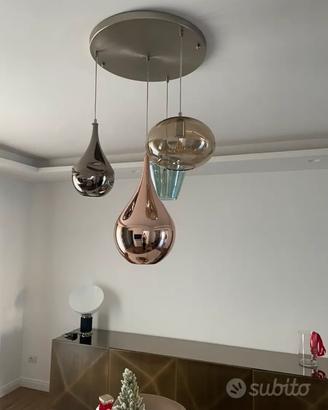 Lampadario vetro murano e metallo