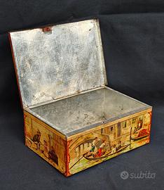 Scatola in latta inglese illustrata fine '800