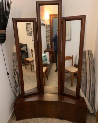 Specchiera trittico in legno dei primi del 900