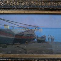 quadro ad olio dim 47x22 autore Quattrociocvhi
