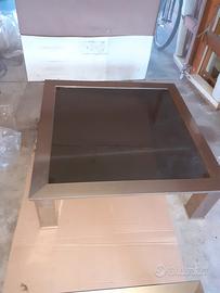 2 tavolini vintage modernariato ottone e cristallo