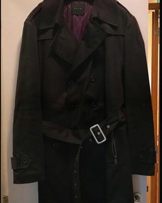 Trench nero KOAN con fodera prugna – super elegan