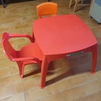 tavolino in plastica con 2 sedie 