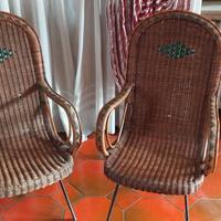 Coppia sedie vimini vintage anni 60