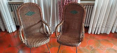 Coppia sedie vimini vintage anni 60
