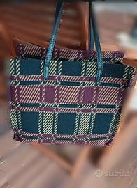 borsa in tessuto di lana cotta Genuine leather 