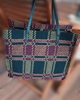 borsa in tessuto di lana cotta Genuine leather 