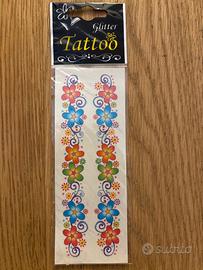 Tattoo temporaneo  fiori colorati e brillantini
