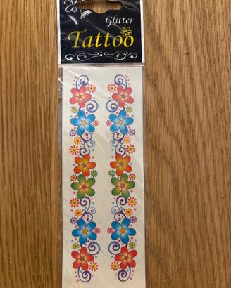Tattoo temporaneo  fiori colorati e brillantini