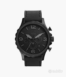 Fossil Nate Chronograph Watch - Black Leather
