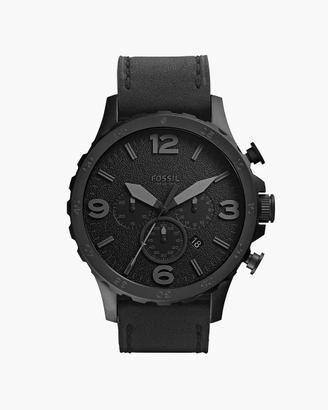 Fossil Nate Chronograph Watch - Black Leather