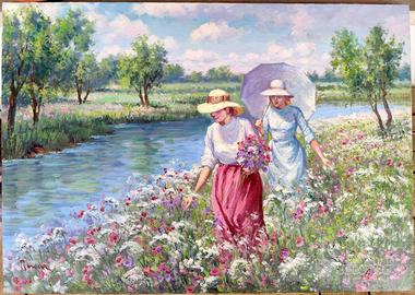 Dipinto impressionista ad olio cm 47x67, D. Ronca